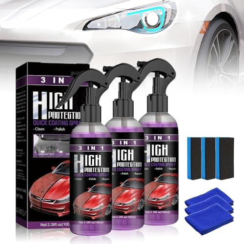 3 in 1 Schnellbeschichtungsspray mit hohem Schutz, 2024 Neuest auto kratzer entferner, Prämie Car Coating Spray, Hoher Schutz Schnelles zum Autolack Kratzer Entfernen und Autopolitur (100ML 3PCS) von heepqy