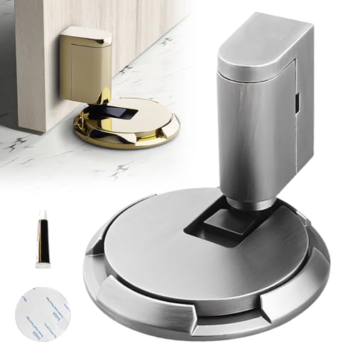 Mechanischer geräuschloser Bodentürstopper, 2024 Neuest Türstopper Boden Selbstklebend, Verstellbarer Türstopper für den Innenbereich für Boden und Wand | Door Stopper (Nickel) von heepqy