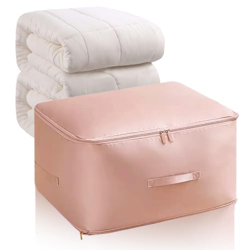 Super Platzsparender Selbstkompaktierender Organizer, 2024 Upgrade KomprimierenderBeutel, Groß Aufbewahrungstasche Packing Cubes Organizertaschen für bettdecken Kleidung (Rosa, XL# 52x42x60CM) von heepqy