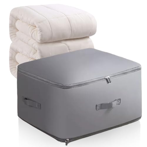 Super Platzsparender Selbstkompaktierender Organizer, 2024 Upgrade KomprimierenderBeutel, Groß Aufbewahrungstasche Packing Cubes Organizertaschen für bettdecken Kleidung (Grau, L# 52x42x30CM) von heepqy