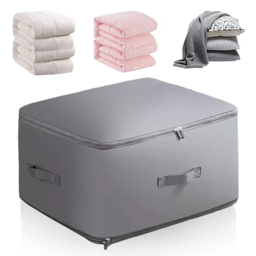 Ultra Platz sparender selbstkomprimierender Organizer, 2024 Neuest Komprimierender Beutel, Groß Selbstkomprimierende Bewegliche Organizertaschen for Bettdecken Kleidung Decken (Grau, XL 52x42x60CM) von heepqy