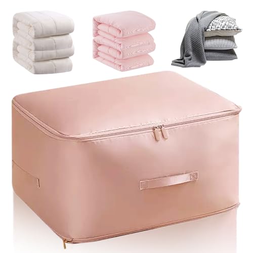 Ultra Platz sparender selbstkomprimierender Organizer, 2024 Neuest Komprimierender Beutel, Groß Selbstkomprimierende Bewegliche Organizertaschen for Bettdecken Kleidung Decken (Rosa, XL 52x42x60CM) von heepqy