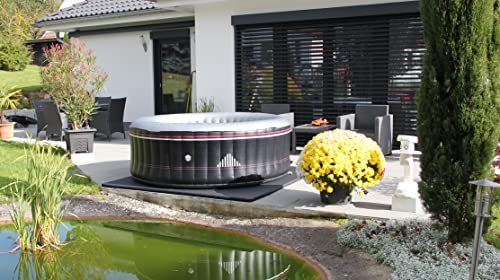 Energiesparende Whirlpool Unterlage für aufblasbare Whirlpools bis 204cm Durchmesser, Thermoisolierung als Bodenschutzmatte und Unterlage in Carbon Black und Shining White, 204cm x 204cm x 3,5cm von hegehof