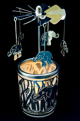 Pyramide/Rondell Silber Teelichtglas im Geschenkkarton Set inkl. Dufthänger (Elefant) von hegro-grosshandel