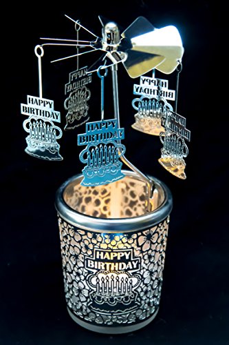 Pyramide/Rondell Silber Teelichtglas im Geschenkkarton Set inkl. Dufthänger (Geburtstag) von hegro-grosshandel