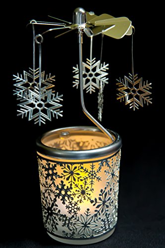 Pyramide/Rondell Silber Teelichtglas im Geschenkkarton Set inkl. Glitzerstern (Schneeflocke 3) von hegro-grosshandel