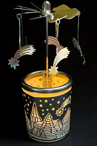 Pyramide/Rondell Silber Teelichtglas im Geschenkkarton Set inkl. Glitzerstern (Sternschnuppe) von hegro-grosshandel