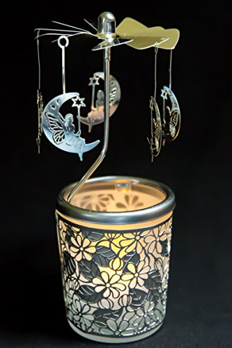Pyramide/Rondell Silber Teelichtglas im Geschenkkarton Set inkl. Glitzerstern (Mond Elfe) von hegro-grosshandel