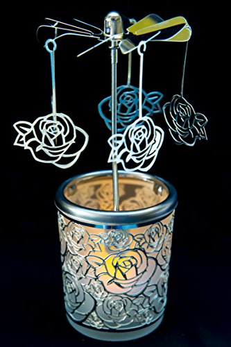 Pyramide/ Rondell Silber Teelichtglas im Geschenkkarton Set inkl. Dufthänger (Rose) von hegro-grosshandel