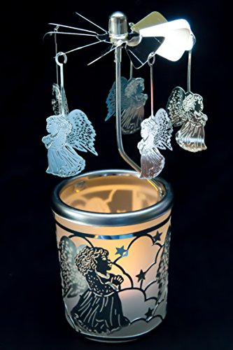 Pyramide/Rondell Silber Teelichtglas im Geschenkkarton Set inkl. Dufthänger (Schutzengel) von hegro-grosshandel