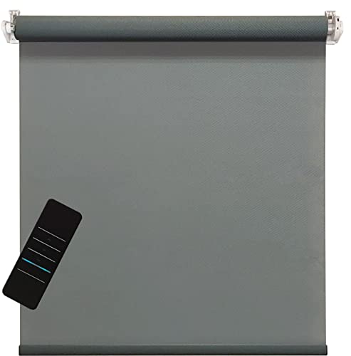 Elektrisches Rollo, dunkelgrau, 5% lichtdurchlässig, inkl. Akku-Motor & Sender, 115x160 cm (1 ST) von heicko