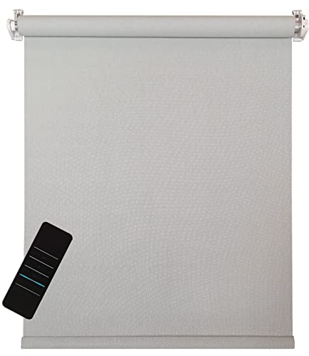 Elektrisches Rollo, hellgrau, 5% lichtdurchlässig, inkl. Akku-Motor & Sender, 70x160 cm (1 ST) von heicko