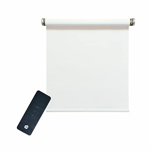 Elektrisches Rollo, weiß, 100% Blickdicht, inkl. Akku-Motor & Sender, 100x240 cm (1 ST) von heicko