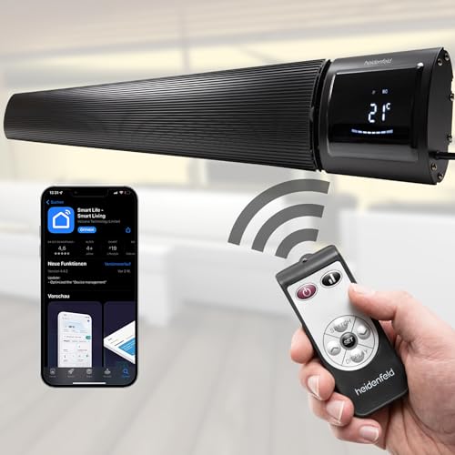 Heidenfeld Dunkel Heizstrahler Inferno DH700 | 𝟑 𝐉𝐀𝐇𝐑𝐄 𝐆𝐀𝐑𝐀𝐍𝐓𝐈𝐄 - App Steuerung - 3200 Watt - 5-45°C - 2 Stufen - Infrarotheizung - Bis 20 m² - Überhitzungsschutz - Heizung (Schwarz) von heidenfeld