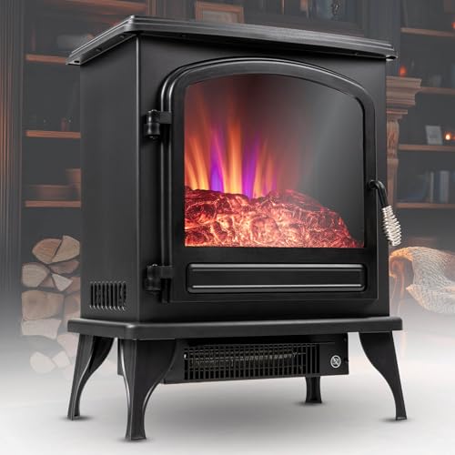 Heidenfeld Elektrokamin EK100 | 𝟯 𝐉𝐀𝐇𝐑𝐄 𝐆𝐀𝐑𝐀𝐍𝐓𝐈𝐄 - 2000 Watt - Energiesparende LEDs - Glasfront - 2 Heizstufen - 3D Flammeneffekt Kaminfeuer - Kaminofen Bis 30 m² (Schwarz 2.0) von heidenfeld