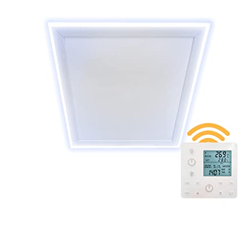 Heidenfeld Infrarotheizung HF-HP500 mit Licht | 𝟭𝟬 𝐉𝐀𝐇𝐑𝐄 𝐆𝐀𝐑𝐀𝐍𝐓𝐈𝐄 - LED Rahmen - Infrarot Deckenheizung mit Thermostat - Deutsche Qualitätsmarke - Fernbedienung (640 Watt Kaltweiß) von heidenfeld