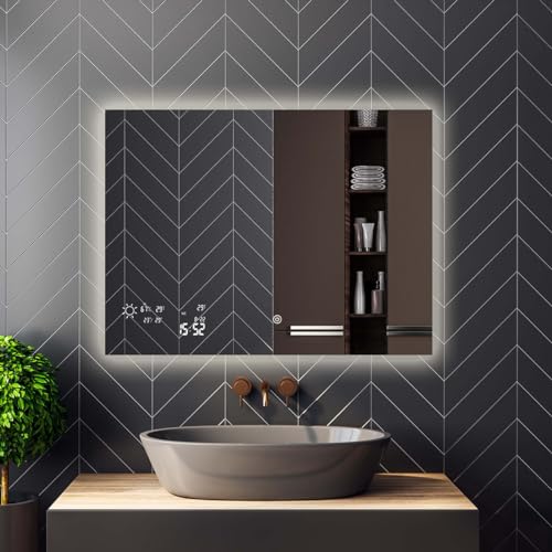 Heidenfeld Spiegel Infrarotheizung | HF-HS200 mit Touchpanel - 𝟭𝟬 𝐉𝐀𝐇𝐑𝐄 𝐆𝐀𝐑𝐀𝐍𝐓𝐈𝐄 - 250 Watt - 80 x 60 cm - WiFi Badspiegel - Badezimmerspiegel - Infrarot Heizung Spiegel - Wandheizung von heidenfeld