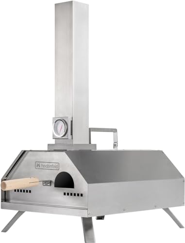 Heidenfeld Pizzaofen Rimini | Pelletofen - Pizza Ofen - Separate Holzpellets 15 Kg - Pizzamaker - Edelstahl - 500°C - Pizza Backofen - Outdoor Holzofen - Pizza Maker (Silber) von heidenfeld