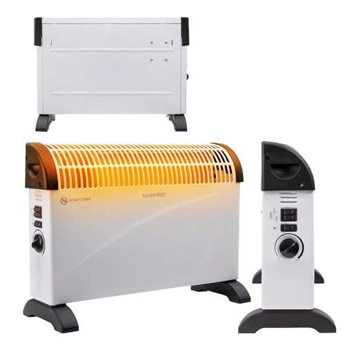 Heidenfeld elektrische Konvektorheizung HL200 | 3 Jahre Garantie - 2000 Watt - Konvektor - Thermostat - Frostwächter - Elektroheizung - Heizung - Heizlüfter - Bis 25 m² (Mit Turbo, ohne Timer) von heidenfeld