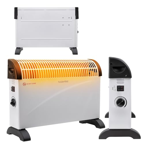 Heidenfeld elektrische Konvektorheizung HL200 | 3 Jahre Garantie - 2000 Watt - Konvektor - Thermostat - Frostwächter - Elektroheizung - Heizung - Heizlüfter - Bis 25 m² (Ohne Turbo, ohne Timer) von heidenfeld