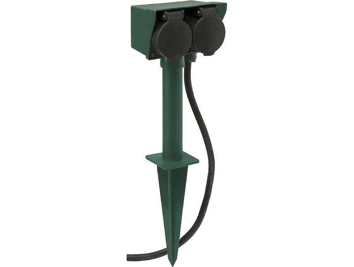 2-fach Gartensteckdose H07RN-F3G 1,5 mm² - mit Erdspieß Kabel, Schwarz - 1,5 m von heima24