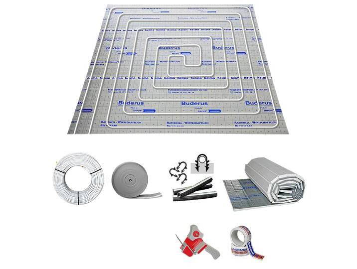 20 m² Fußbodenheizung-Set - Tackersystem Dämmstärke 35-3 mm - Alu-Verbundrohr 16 x 2 mm DVGW von heima24