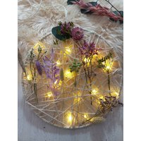 Blumenring Beleuchtet Boho Ring Loop Makramee Makrameering Dekoring Fensterring Türkranz Trockenblumen Floral Fäden Strohblumen 25 U 30 cm von heimelich