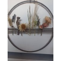 Blumenring Boho Ring Grau Rosa Grün Dekoring Fensterring Loop Türkranz Trockenblumen Floral - Strohblumen Makrameelook 25 cm von heimelich