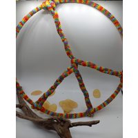 Dekoring Peace Frieden Hippie Flowerpower Reggae Kranz Ring Wollkranz Geschenk 25/30 cm Wollschlauch - Fensterring Türkranz von heimelich