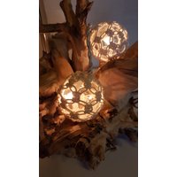 Lichterkette Boho Makramee Kugel Deko Dekoration Beige Naturfarben Bohostyle Makrameelichterkette Natur Baumwolle Retro von heimelich