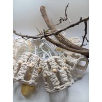 Lichterkette Makramee Boho Perlen Deko Dekoration Beige Naturfarben Bohostyle Makrameelichterkette Natur Baumwolle Retro von heimelich