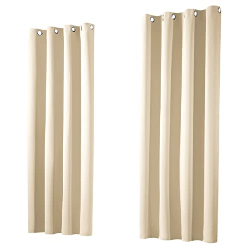 heimtexland ® 1 Paar Thermo- Verdunklungsgardinen Ösenschal Vorhänge Verdunkelnd Isolierend Blickdicht Verdunkelungsvorhänge HxB 160x135 Creme Typ139 von heimtexland