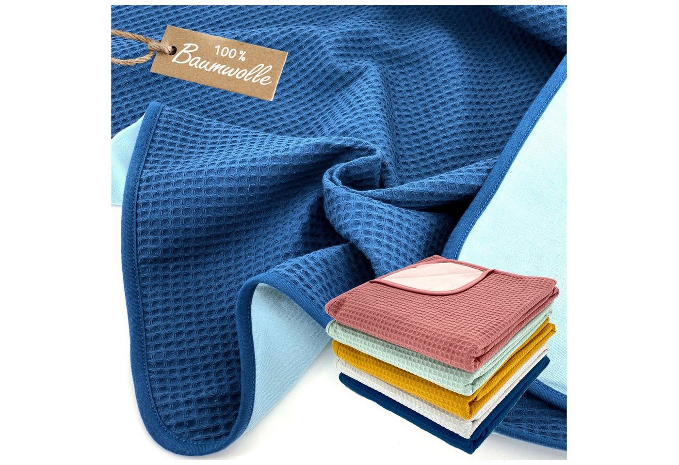 Babydecke Baby Kuscheldecke Waffelpique Jersey Decke Geburt, heimtexland, für Babybett Kinderwagen I 100% Baumwolle I schadstofffrei von heimtexland