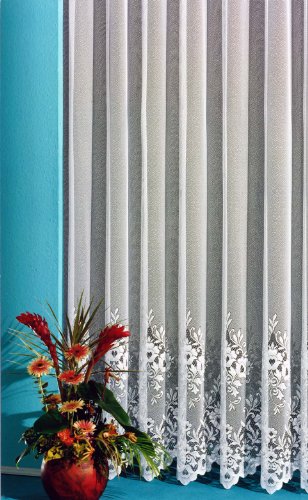 heimtexland Gardine, Vorhang, Store weiß aus hochwertigem Jacquardstore mit transparentem Oberstoff und Kräuselband, H X B 245 X 600 cm Typ10 heimtexland Gardine, Vorhang, Store weiß aus hochwertigem Jacquardstore mit transparentem Oberstoff und Kräuselband, H X B 245 X 600 cm Typ10 von heimtexland