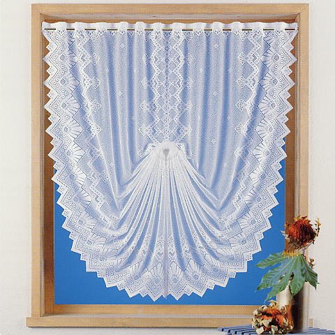 Gardine Scheibengardine Fensterbild Jacquard Country Cottage HxB 145x128 cm in weiß - Deko Schwalbenschwanz - Vorhang in geprüfter Qualität - Ökotex …auspacken, aufhängen, fertig! Typ86 von heimtexland
