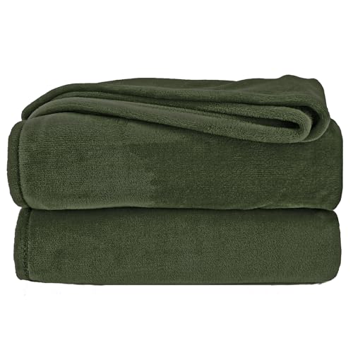 Kuscheldecke flauschig Flanell Wohndecke warm Oekotex Tagesdecke Überwurf Sofadecke fusselfrei Fleecedecke Super Soft Decke 130x170 cm Typ380 Oliv von heimtexland