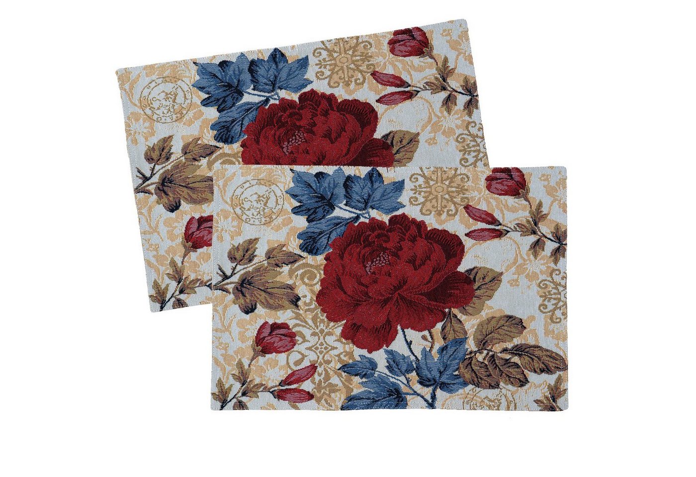 Platzset, Gobelin Tischdeko Osterdeko Tischset Deko Kissen, heimtexland, (2-St), 2er Pack Platzsets 33x46 cm Pfingstrose Blumen von heimtexland