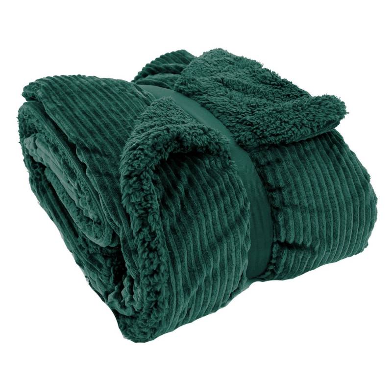 Wohndecke Flauschige Cord Kuscheldecke Sherpa Fell Sofadecke, heimtexland, 150x200 I extra dick I warm I kuschelig weich I fusselfrei von heimtexland