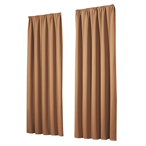 heimtexland Vorhang Blickdicht Thermovorhang Verdunklungsvorhänge 2er Set Kräuselband Deko Gardine isolierend Kälteschutz Sonnenschutz Ökotex Fensterdeko Typ139 Camel braun HxB 145x135 cm von heimtexland