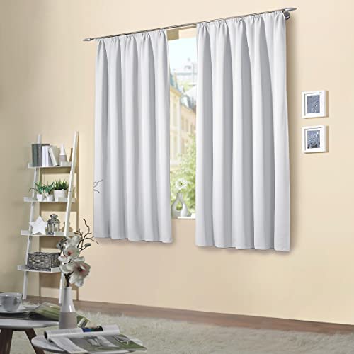 heimtexland Vorhang Blickdicht Thermovorhang Verdunklungsvorhänge 2er Set Kräuselband Deko Gardine isolierend Ökotex Kälteschutz Sonnenschutz Schalldämmung Typ139 Grau-Weiss HxB 145x135 cm von heimtexland