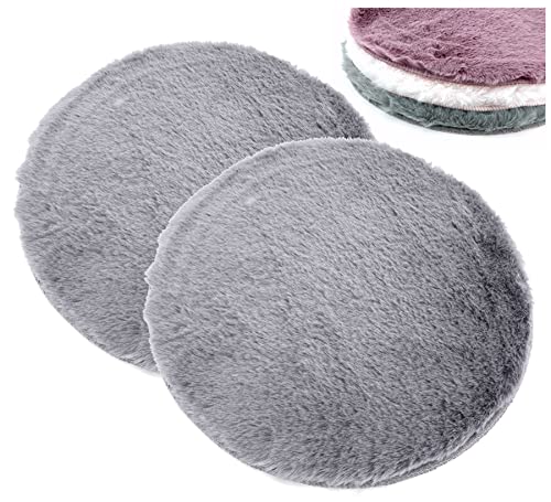 heimtexland ® Sitzkissen Fellimitat Hase Kuschelig Weiche Stuhlauflage Kunstfell Vegan Bank Kissen Chalet Deko Fell Holzbank Stuhlkissen Typ838 Anthrazit Grau von heimtexland