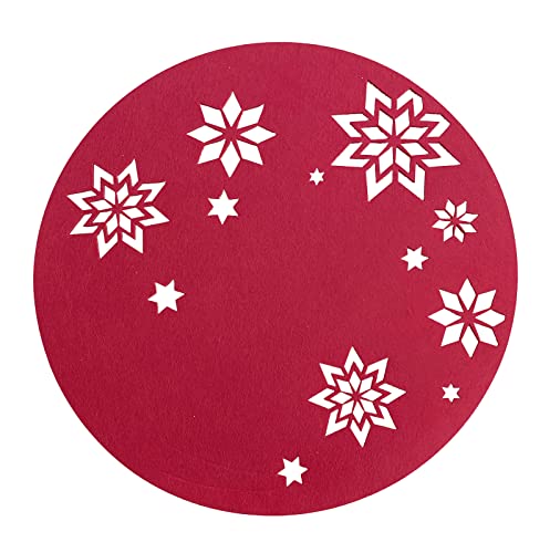 heimtexland ® 2er Pack Tischset Filz Untersetzer Weihnachten Sterne Platzset 2 Stück Typ608 Rot 35 cm von heimtexland