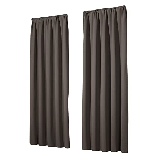 heimtexland Vorhang Blickdicht Thermovorhang Verdunklungsvorhänge 2er Set Kräuselband Deko Gardine isolierend Kälteschutz Sonnenschutz Schalldämmung Fensterdeko Typ139 Grau Braun HxB 245x135 cm von heimtexland