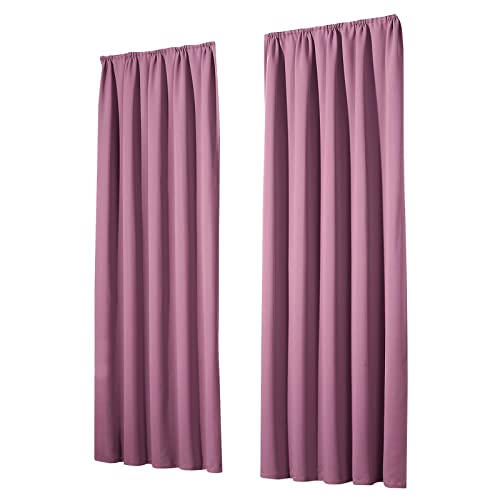 heimtexland Vorhang Blickdicht Thermovorhang Verdunklungsvorhänge 2er Set Kräuselband Deko Gardine Kälteschutz Sonnenschutz verdunklend Typ139 Mauve Altrosa HxB 245x135 cm von heimtexland