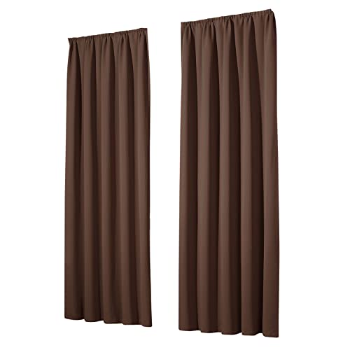 heimtexland Vorhang Blickdicht Thermovorhang Verdunklungsvorhänge 2er Set Kräuselband Deko Gardine isolierend Kälteschutz Sonnenschutz Oekotex Fensterdeko Typ139 Schoko Dunkelbraun HxB 245x135 cm von heimtexland