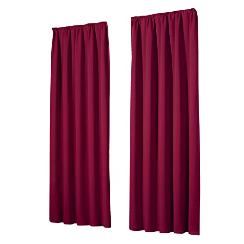 heimtexland Vorhang Blickdicht Thermovorhang Verdunklungsvorhänge 2er Set Kräuselband Deko Gardine Kälteschutz Sonnenschutz Schalldämmung Ökotex Fensterdeko Typ139 Bordeaux weinrot HxB 175x135 cm von heimtexland