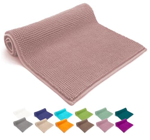 heimtexland ® Badvorleger Chenille Super Flauschig Saugstark Badteppich Badematte Ökotex Typ771 Altrosa 50 x 80 cm von heimtexland