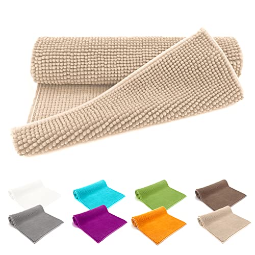 heimtexland ® Badvorleger Chenille Super Flauschig Saugstark Badteppich Badematte Ökotex Typ771 Beige 45 x 50 cm von heimtexland