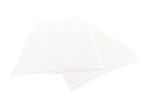 heimtexland ® Badvorleger Chenille Super Flauschig Saugstark Badteppich Badematte Ökotex Typ771 Natur Set 45x50 / 50x80 cm von heimtexland