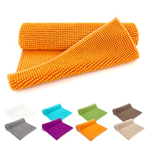 heimtexland ® Badvorleger Chenille Super Flauschig Saugstark Badteppich Badematte Ökotex Typ771 Orange 50 x 80 cm von heimtexland